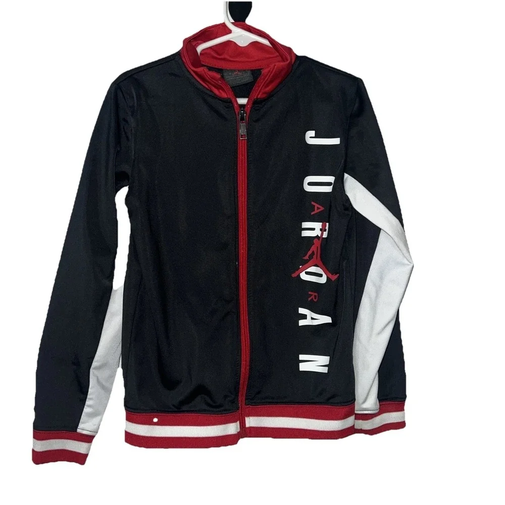 Jordan Brand Red Black‎ Sweatshirt Zip Jacket Air Nike Track Sz 5-6 Kid Med Zip